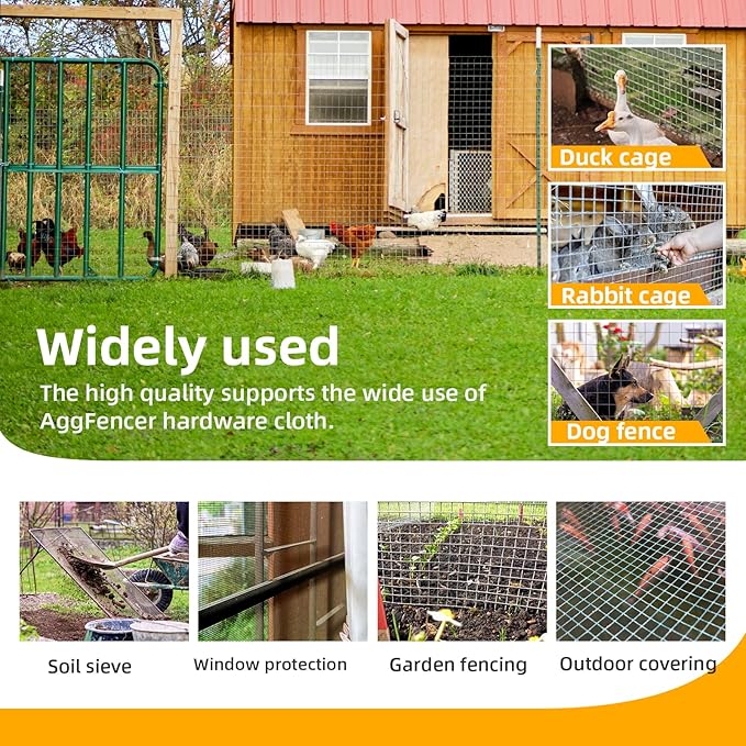 48in x 50ft Hardware Cloth 1/8 inch 27Ga Hot Dipped Galvanized After Welding, Chicken Coop Wire Fence, Welded Metal Fencing Roll Mesh for Bee Screen Garden Plant Poultry Animal Netting Cage