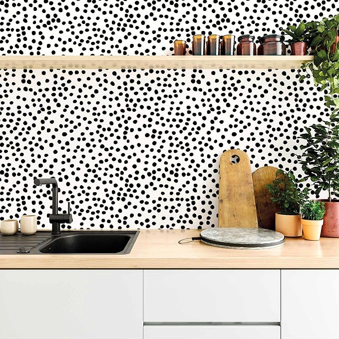 Jeweluck Peel and Stick Wallpaper Polka Dot Wallpaper Stick and Peel 17.7” x