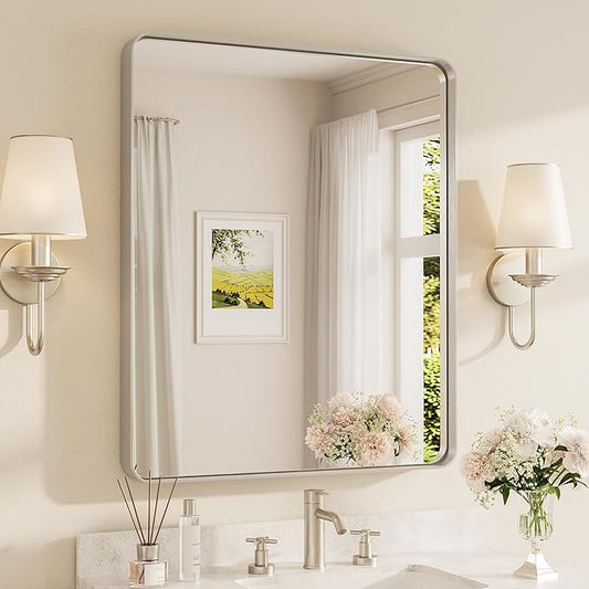 TETOTE Brushed Nickel Bathroom Mirror 30 x 36 Inch