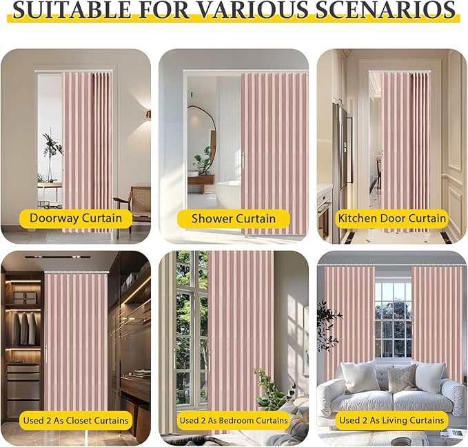AJAZZ 100% Blackout Magnetic Door Curtain Accordion Doors Interior Closet Door