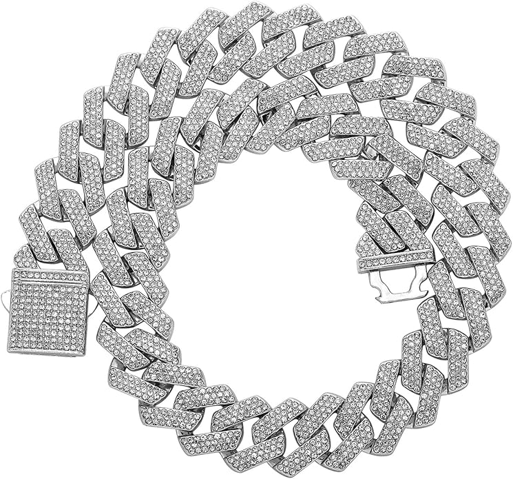 JINAO Cuban Link Chain for Men - 20MM Iced Out Miami Mens Necklace 14K Gold Plated Cubic Zirconia Women Hip Hop Jewelry