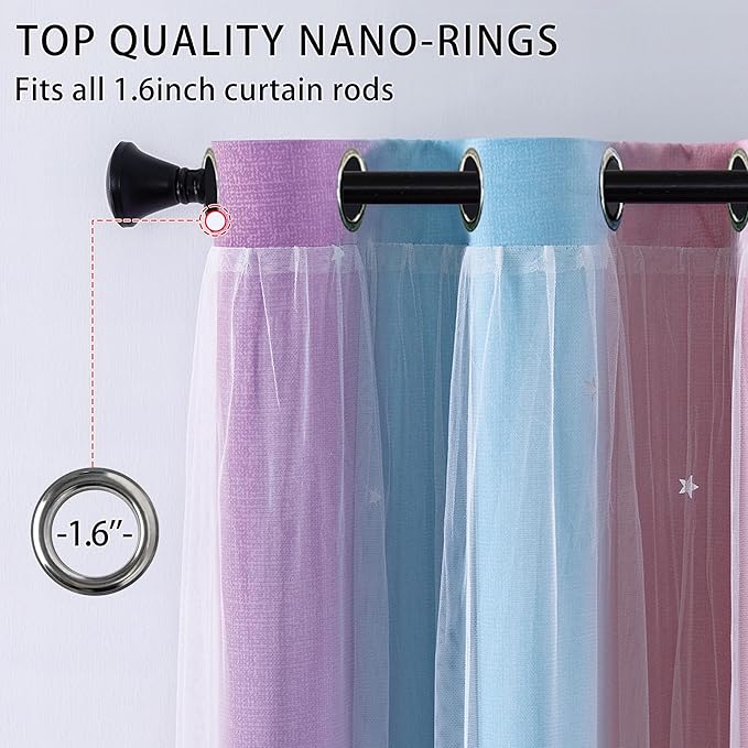 XiDi Curtains for Bedroom Decor, Kids Room Curtains for Girls Rainbow Colour