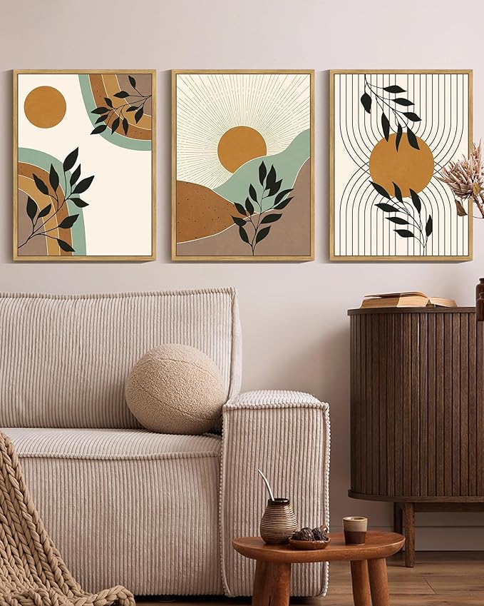 PHOPAGO Boho Wall Art Sage Plant Botanical Framed Wall Printing 11x14in
