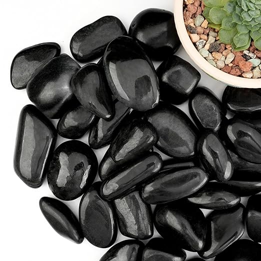 4lb Black River Rocks for Plants, 1-3 Inch Pebbles for Indoor Plants, Polished Garden Rocks Outdoor Landscaping, Decorative Stones for Vases, Succulents, Aquarium, Walkways