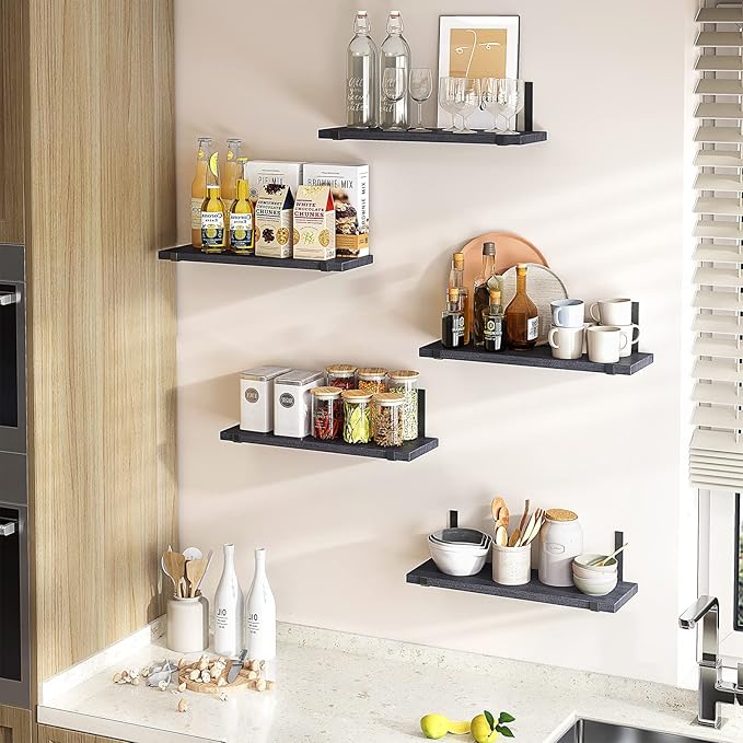 Fixwal Wall Shelves, Width 4.7 Inches Black Floating Shelves