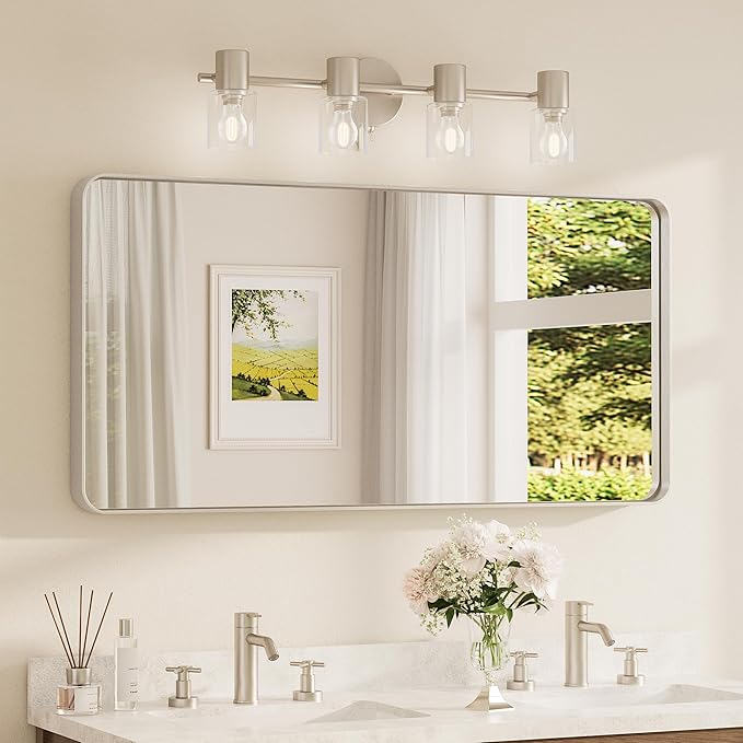 TETOTE Brushed Nickel Mirror 48 x 24 Inch