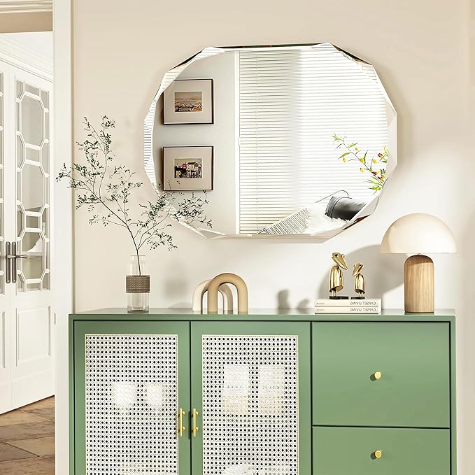 Bathroom Mirrors for Over Sink, Round Frameless Mirrors for Wall, 20x28 Inch