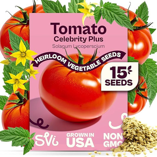 SVI 15 Plus F1 Celebrity Tomato Seeds (Solanum lycopersicum) â Heirloom Tomatoes Seed Packets, Slicing Tomatoes, Tomato Seed â Vegetable Seeds for Outdoor Home Garden Raised Beds, Containers
