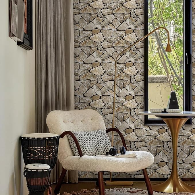 COMSTICKC 3D Faux Stone Wall Panel Peel and Stick Wall Stickers, Not Real Stone