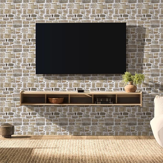 Commomy 10 Pcs 3D Stone Wall Panels Peel and Stick