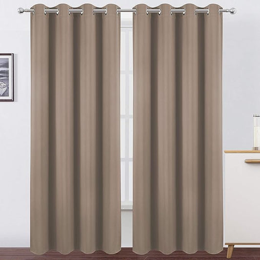 LEMOMO Blackout Curtains 66 x 84 inch/Cappuccino Curtains Set of 2