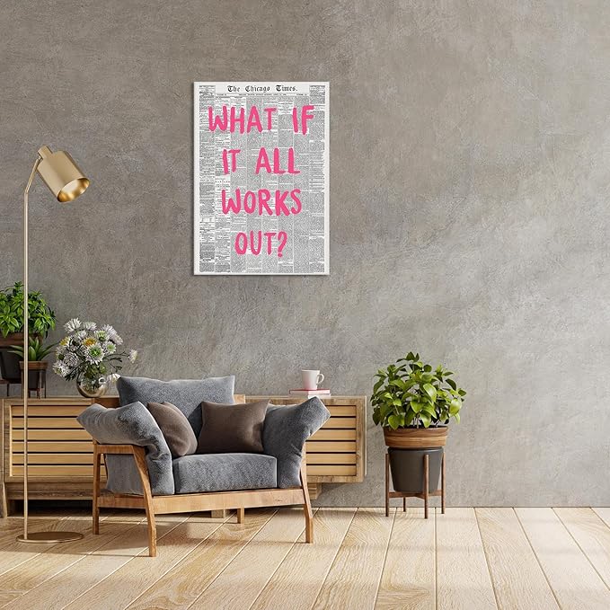 Liyark Retro Trendy Newspaper Canvas Wall Art 'What If All Works Out' Poster