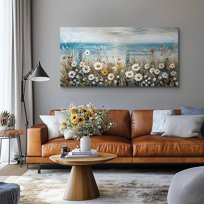 SERIMINO Large Wall Art for Living Room, Coastal Landscape Wall Decor, Beach