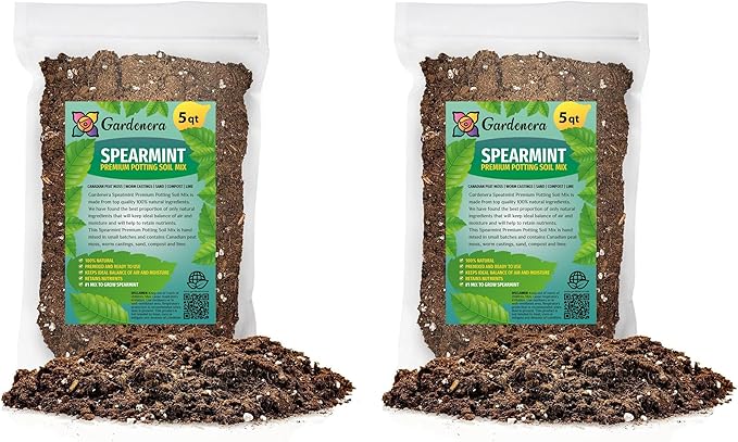 Spearmint Plant Potting Soil - All-Natural Blend for Thriving Spearmint Plants - Boosts Root Health and Aroma - 10 Quart
