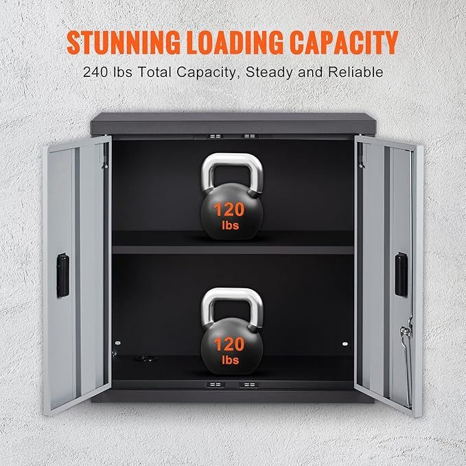 VEVOR Foldable Wall Cabinet, Metal Garage Locker Mounted 26" Small Tool Chest