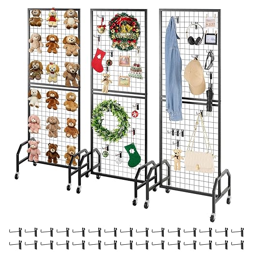 VEVOR 3 Packs Grid Wall Panels, 1.9 x 5.4 ft Wire Grid Panels Display Rack