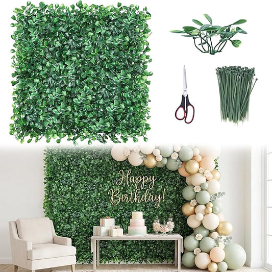 CEWOR 10"x10" Artificial Grass Wall Panels, UV Resistant & Anti-Fade Greenery