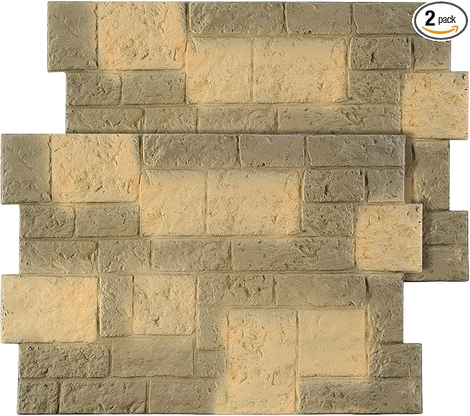 2 Pack PU Stone Faux Wall Panels Outdoor, 44.5"w×30.7"h Rock Exterior Faux Wall