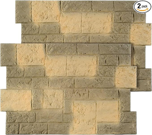 2 Pack PU Stone Faux Wall Panels Outdoor, 44.5"w×30.7"h Rock Exterior Faux Wall
