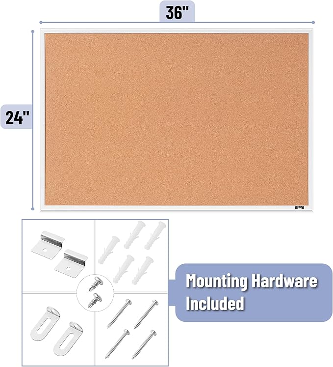 Mr. Pen- White Frame Cork Bulletin Board, Office Wall Cork Board