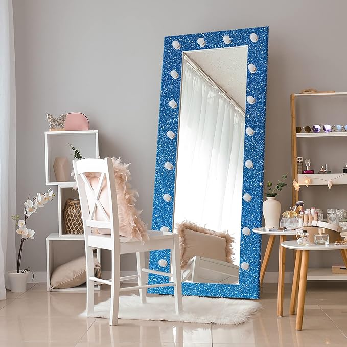 CRE8TIVE Blue Glitter Wallpaper Border Fabric Glitter Wallpaper Stick and Peel