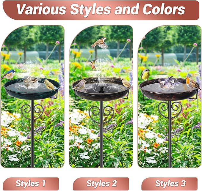Bird Bath for Outside,Vintage Freestanding Bird Bath with Metal Stake Upgraded 5 Pronged Base Detachable Birdbaths Feeder Bowl for Outdoors Garden Patio Yard Lawn Decor (Vintage Bronze)