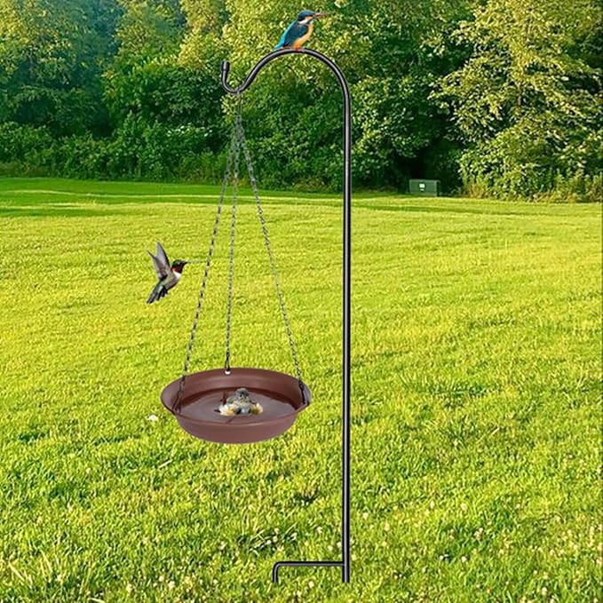 VUWEZ Hanging Bird Bath, Hanging Bird Water Feeder for Outdoors, Feeder Bowl, 2 Pack Birdbath Tray Accessories for Outside, Plastic Birdbaths Tray for Garden Patio Decoration (12", Chocolate)