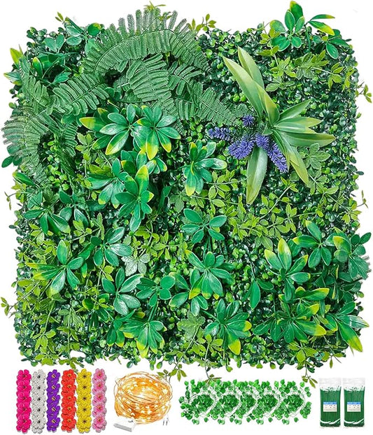 Artificial Grass Wall Panels for Indoor Outdoor, 16 Pack 20"x20", Boxwood Panels