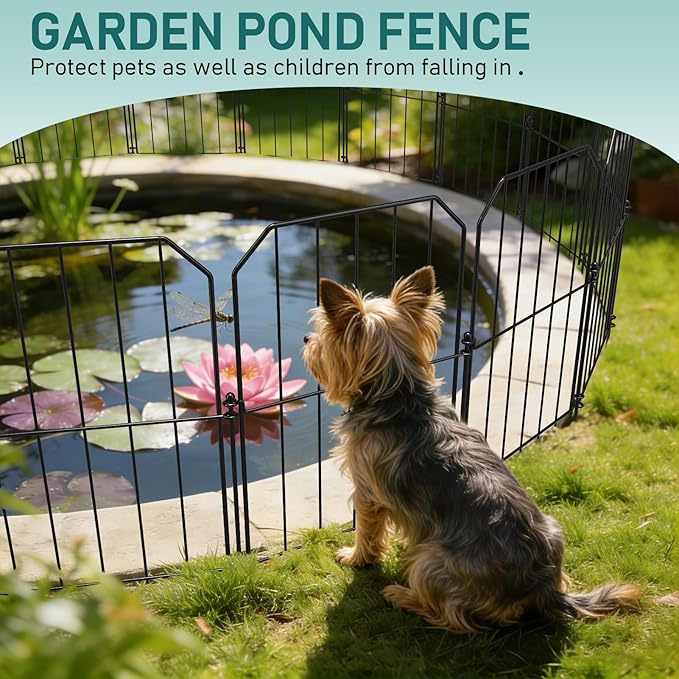 Goovilla Garden Fence, Total 25ft(L) x 24in(H) Garden Fencing Animal Barrier, 25 Pcs Rustproof Metal Wire No Dig Fence Panels, Black Decorative Garden Fences and Borders for Dogs, Flower Bed, Patio