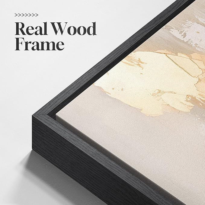 Large Framed Neutral Abstract Wall Art, 2 Piece Modern Canvas Prints Paintings