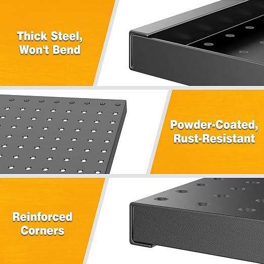 Pegboard Smith Metal Pegboard Panels 12" x 24", 3 Pack Black Wall Mounted Tool