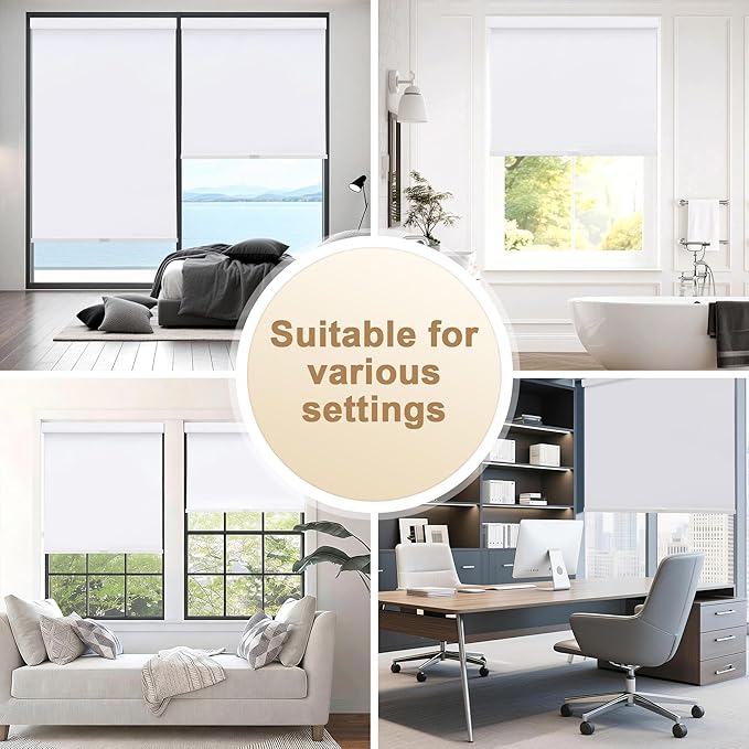 SUNOFF No Drill Tools Cordless Blackout Roller Shades Blinds