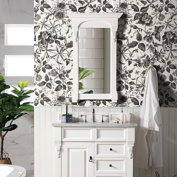 JiffDiff Vintage Peel and Stick Wall Stick，Champagne Wallpaper Rose Removable