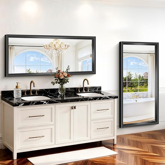 Large Bathroom Mirror, 60 x 28 Inch Rectangular Wall Mirror 0.6" Thickened Deep