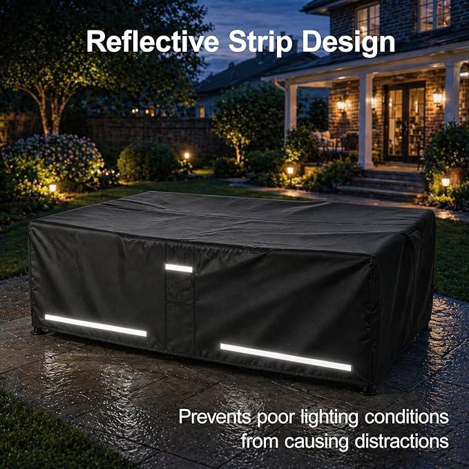 Rectangular Outdoor Furniture Covers Waterproof, 108.5" x 82.5" x 28" Heavy Duty Patio Furniture Covers, 100% Waterproof Outdoor Couch Covers, Lawn Patio Sofa Cover with Reflective Strip and Air Vent
