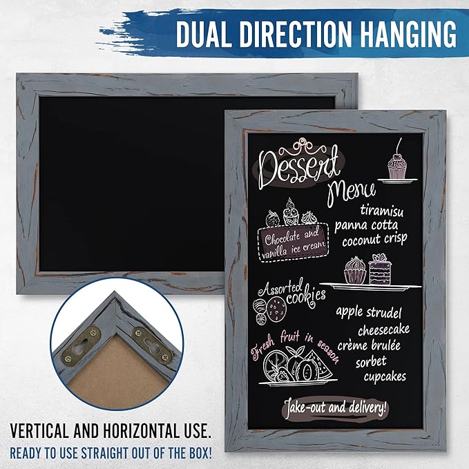 HBCY Creations Rustic Grey Magnetic Wall Chalkboard, Small Size 11" x 17"