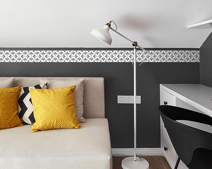 FLFK Wallpaper Border Black and White Patterns Peel and Stick Wall Border Self