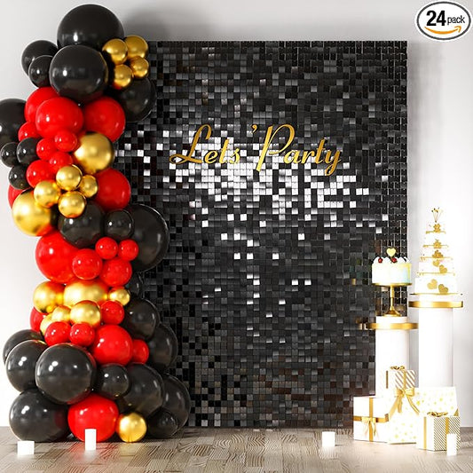 COKAOBE Black Shimmer Wall Backdrop, Photo Backdrops