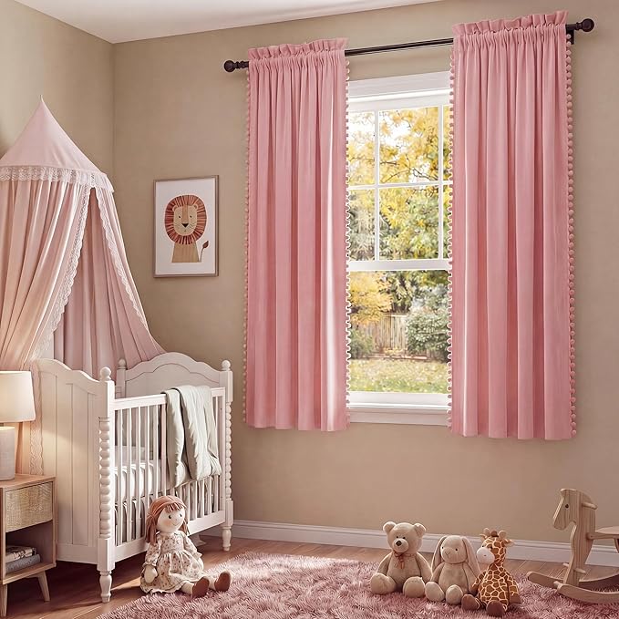 NICETOWN Blush Pink Short Velvet Curtains