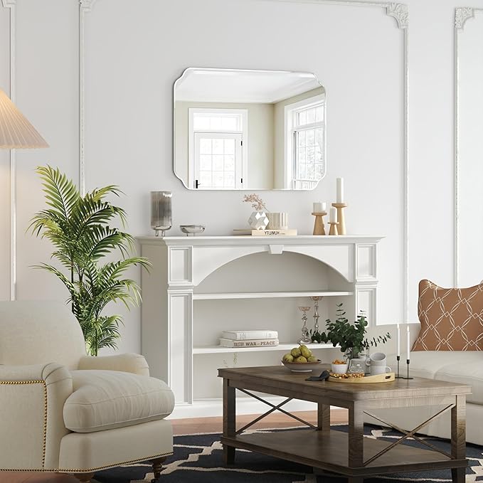 Bathroom Mirrors for Over Sink, Frameless Mirrors for Wall, 24x32 Inch Beveled