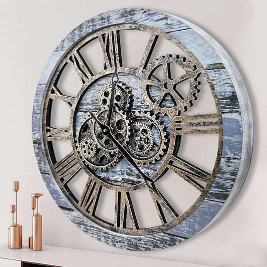The B-Style Large Wall Clock 24 inch Moving Gear Wall Clock Oversized Vintage