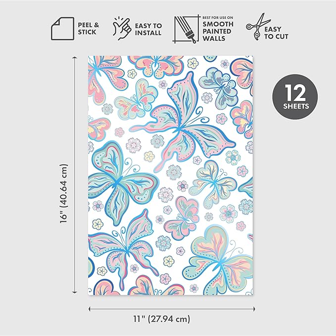 Main Street Peel and Stick Wallpaper Eco-Friendly Sheets 12 Pack, 11 X 16 Inch