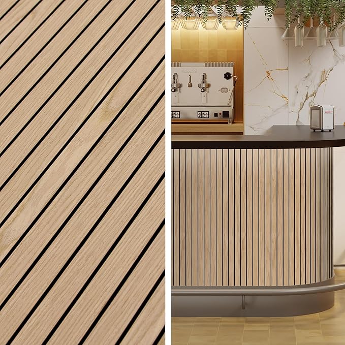 4-Piece Wood Slat Wall Panel for Interior Wall Decor Noise Cancelling 47.2" x