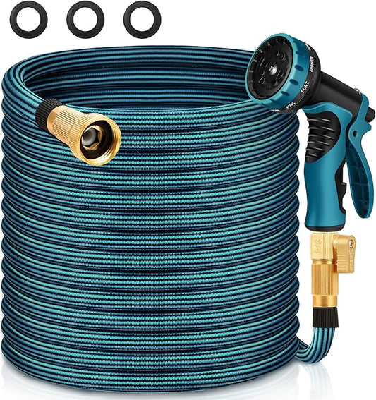 Garden Hose 100FT Non-Expandable Water Hose Lightweight Flexible Kink-Free Leak-Proof Outdoor Hose Portable Watering Pipe for Yard Lawn Camper Outside Durable Fabric with 3/4 Inch Brass Fittings