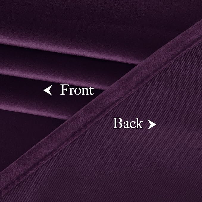 NICETOWN Blackout Purple Gothic Velvet Curtains 96 inch Long, Dark Purple