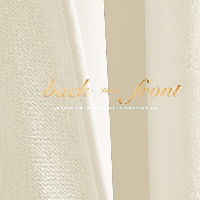 NICETOWN Ivory White Velvet Curtains 54" Length 42" Wide, Light Dimming Thermal