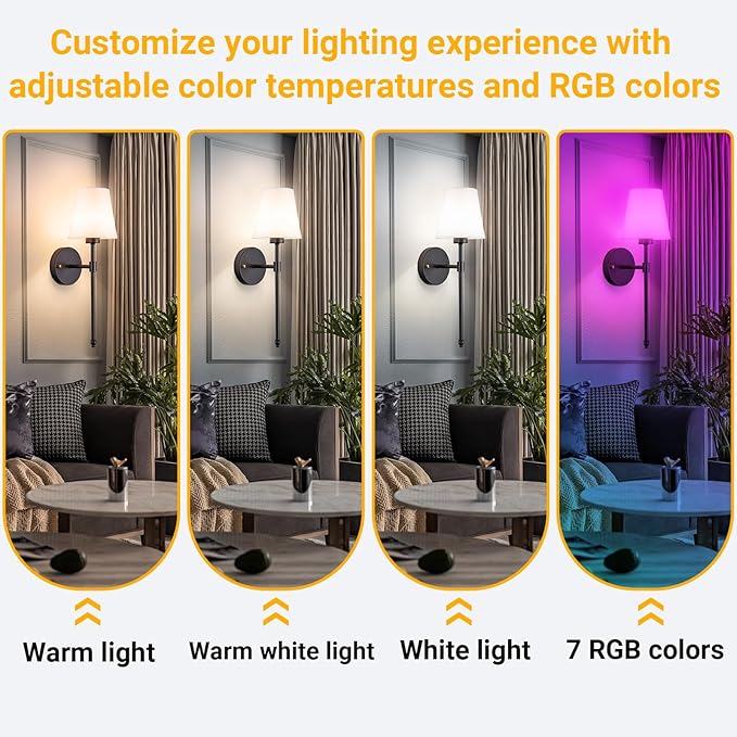 Vimhou Peel and Stick Wall Sconces, Stick On Wall Sconce Set of 2, Battery
