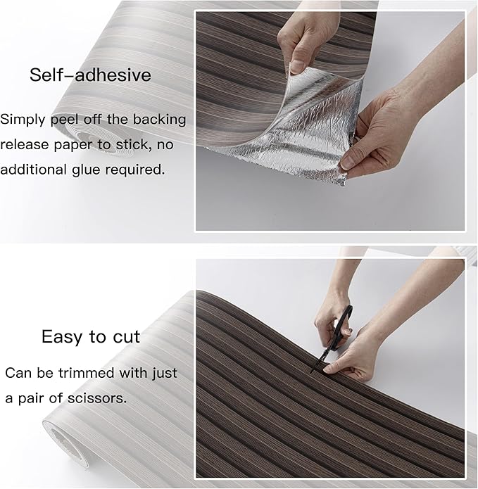 Peel and Stick PVC Slat Wall Panels, Wood Grain Self-Adhesive Soundproof