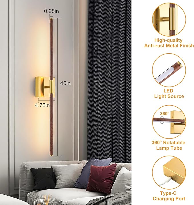 Morauroral Walnut Battery Operated Wall Sconce