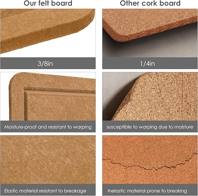 Bulletin Board, 24 x 18 inches Felt Board Decorative Pin Board, Cork Board